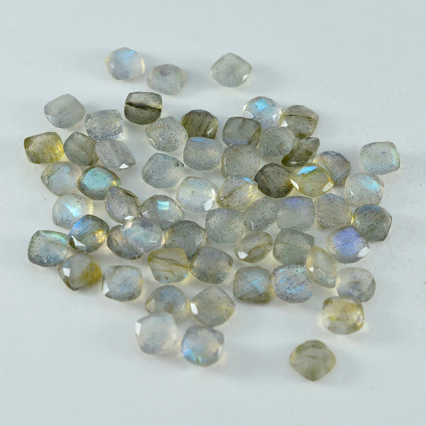 Labradorite 1PC Medium 9x9 MM Cushion Faceted Gray Lustrous Semi Precious Gems
