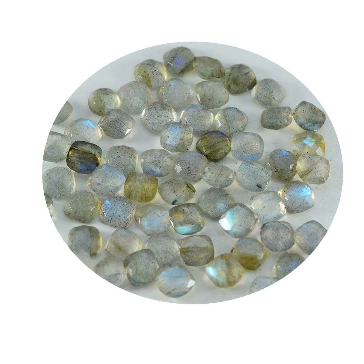 Labradorite 1PC Small 7x7 MM Cushion Faceted Gray Splendid Semi Precious Loose Gemstone Sekundär produktbild