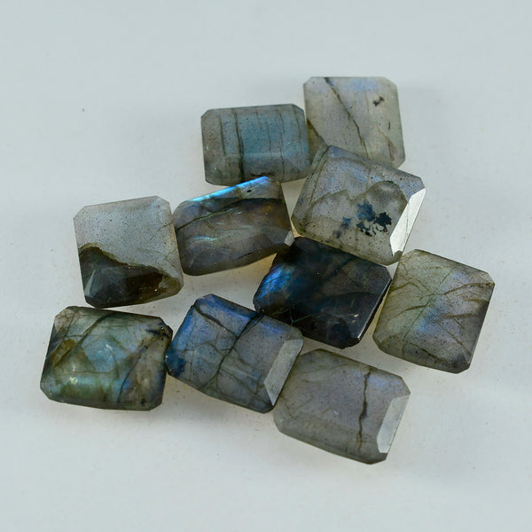 Labradorite 1PC Chunky 12x16 MM Emerald Faceted Gray High Quality Semi Precious Loose Gems