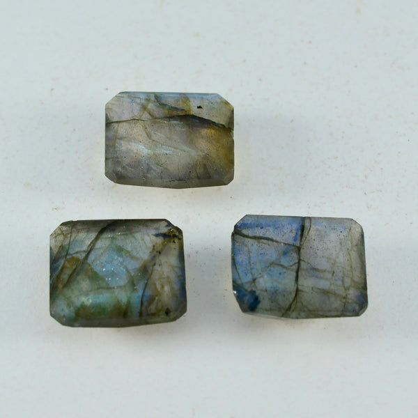 Labradorite 1PC Chunky 12x16 MM Emerald Faceted Gray High Quality Semi Precious Loose Gems