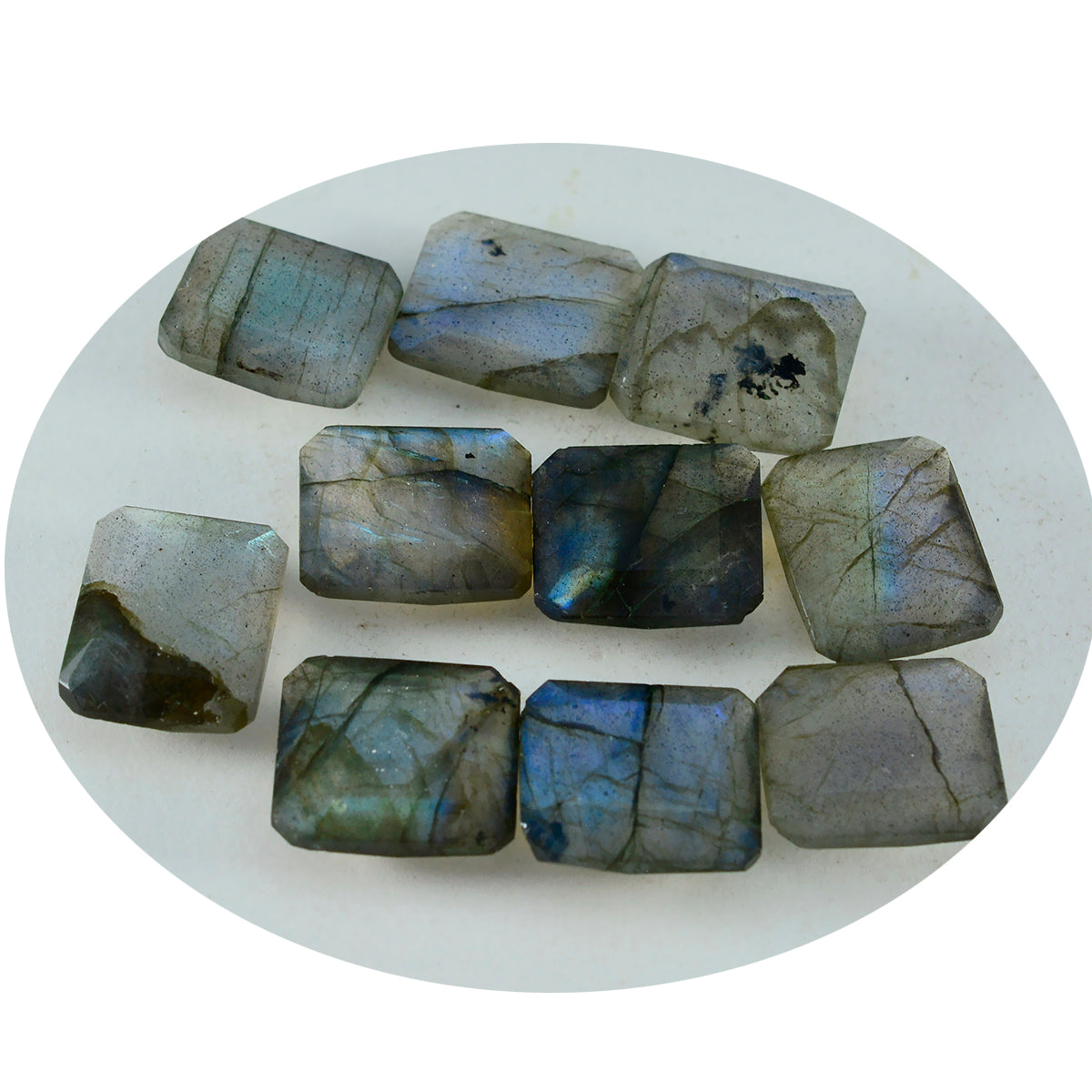 Labradorite 1PC Chunky 12x16 MM Emerald Faceted Gray High Quality Semi Precious Loose Gems