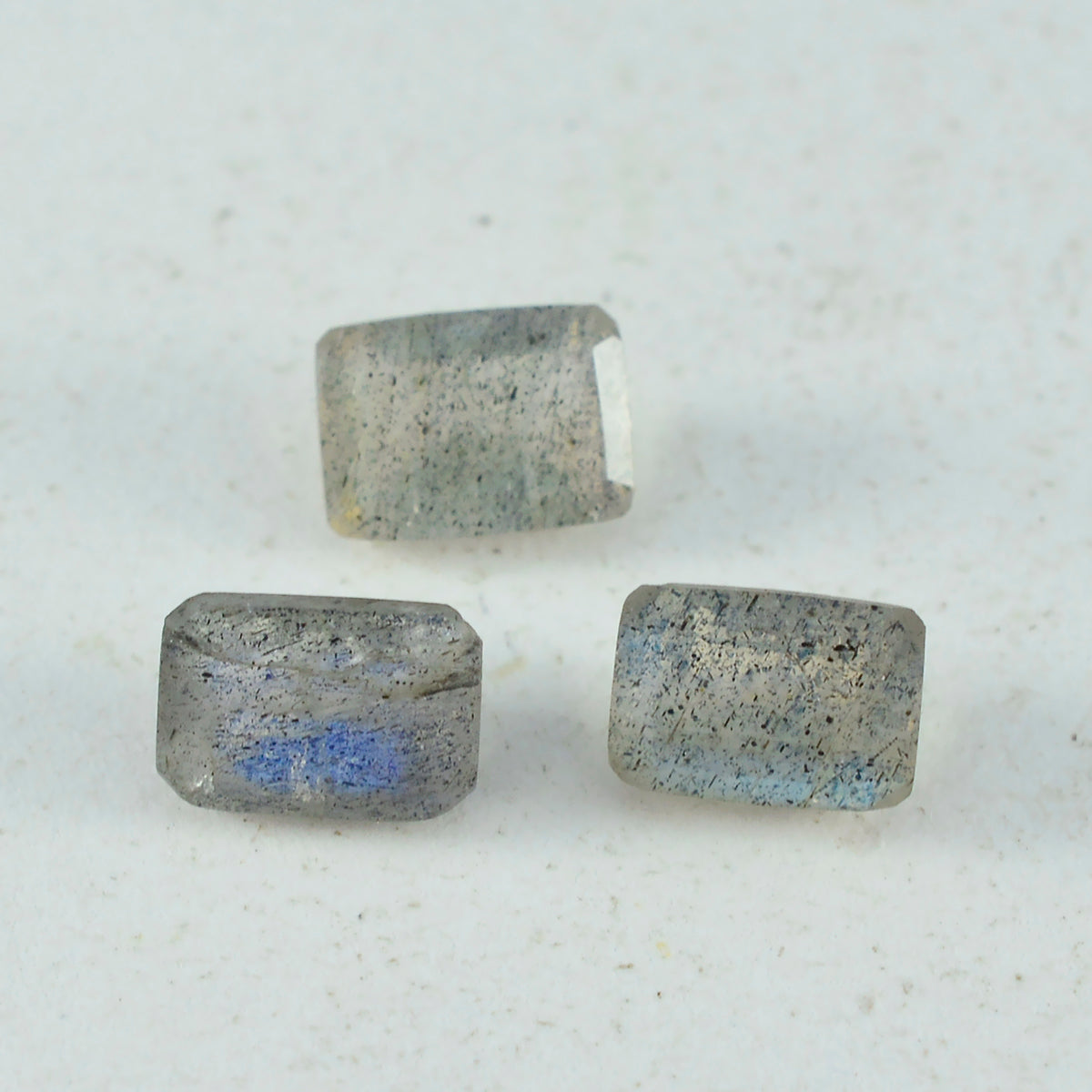 Labradorite 1PC Medium 7x10 MM Emerald Faceted Gray Polished Semi Precious Loose Gemstones