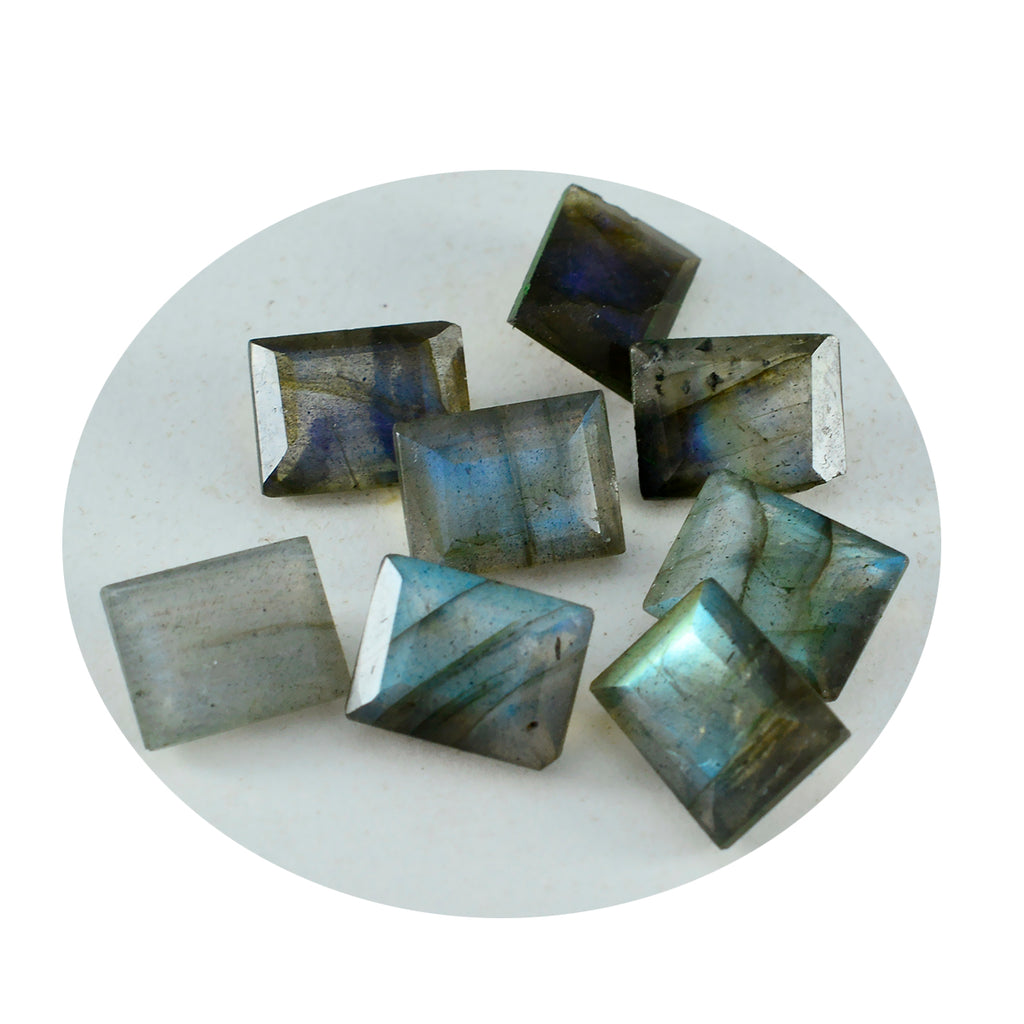 Labradorite 1PC Medium 8x10 MM Emerald Faceted Gray Splendid Semi Precious Gems