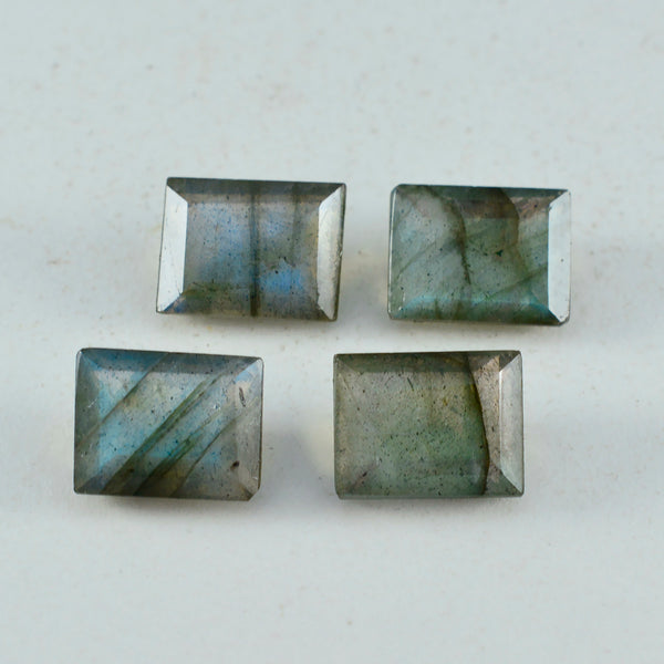 Labradorite 1PC Chunky 12x16 MM Emerald Faceted Gray High Quality Semi Precious Loose Gems