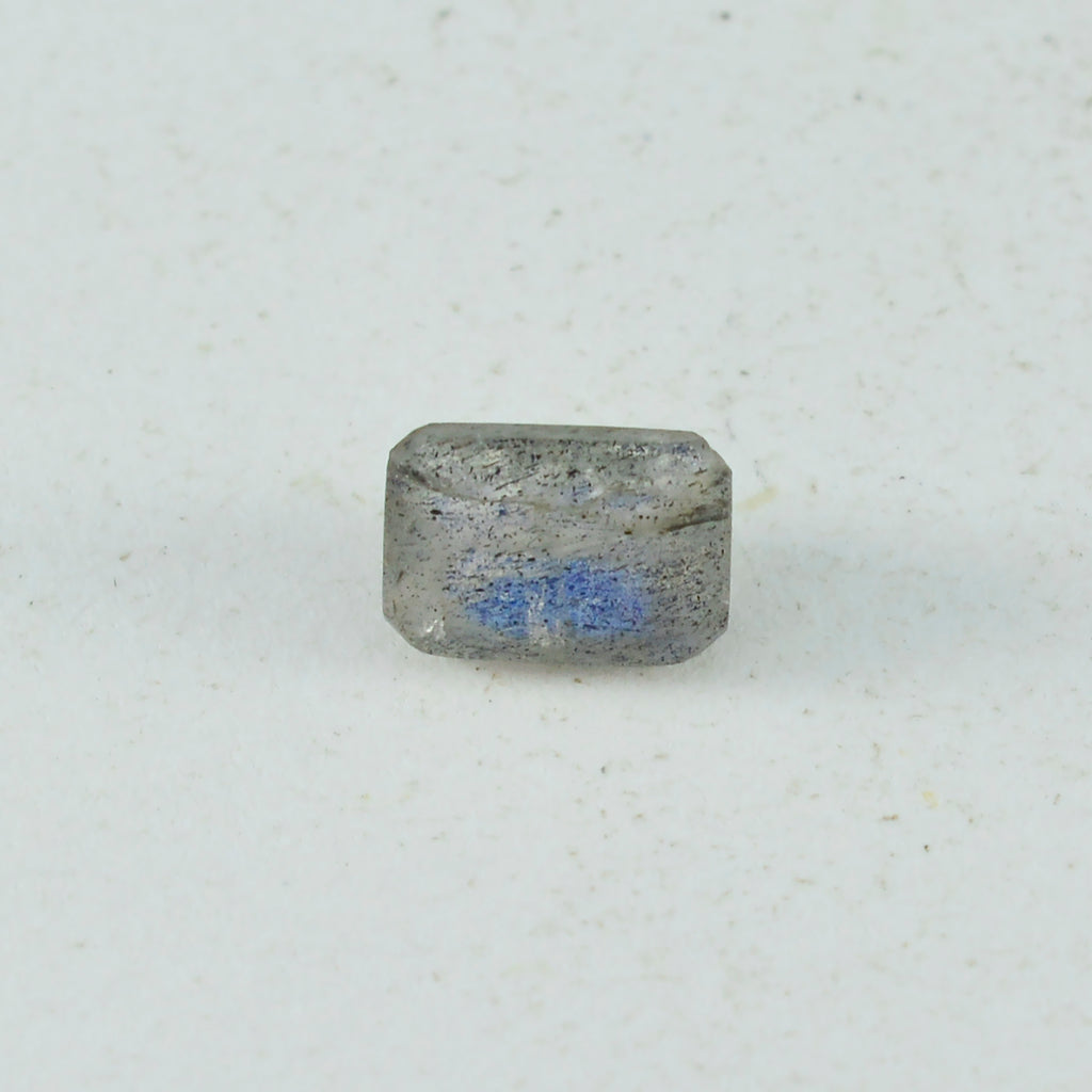 Labradorite 1PC Large 8x12 MM Emerald Faceted Gray Lustrous Semi Precious Loose Gemstone