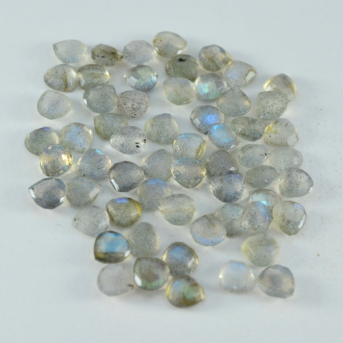 Labradorite 10PC Tiny 5x5 MM Heart Faceted Gray Sparkling Semi Precious Gems