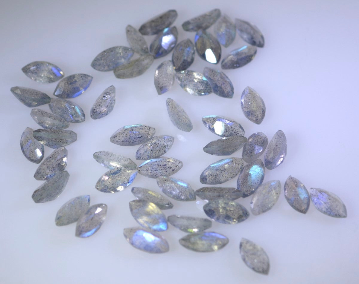 Labradorite 10PC Tiny 2x4 MM Marquise Faceted Gray Genuine Semi Precious Loose Gems