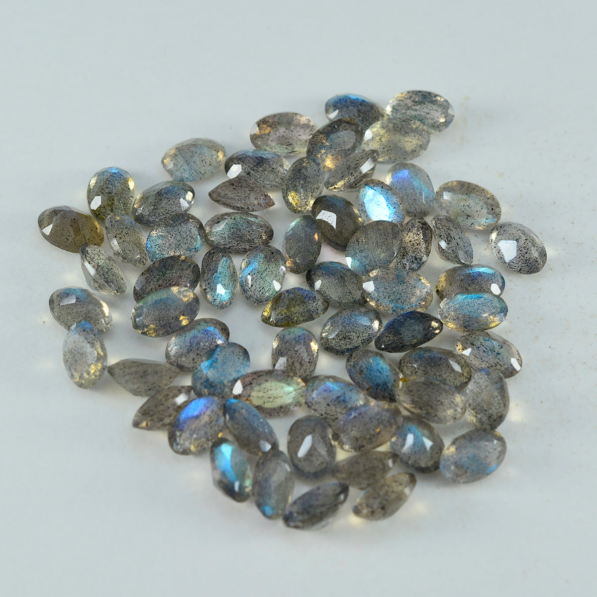 Labradorite 1PC Small 6x8 MM Oval Faceted Gray Fine Semi Precious Gems