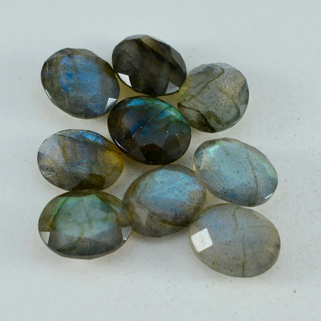 Labradorite 1PC Large 9x11 MM Oval Faceted Gray Pure Semi Precious Loose Gems