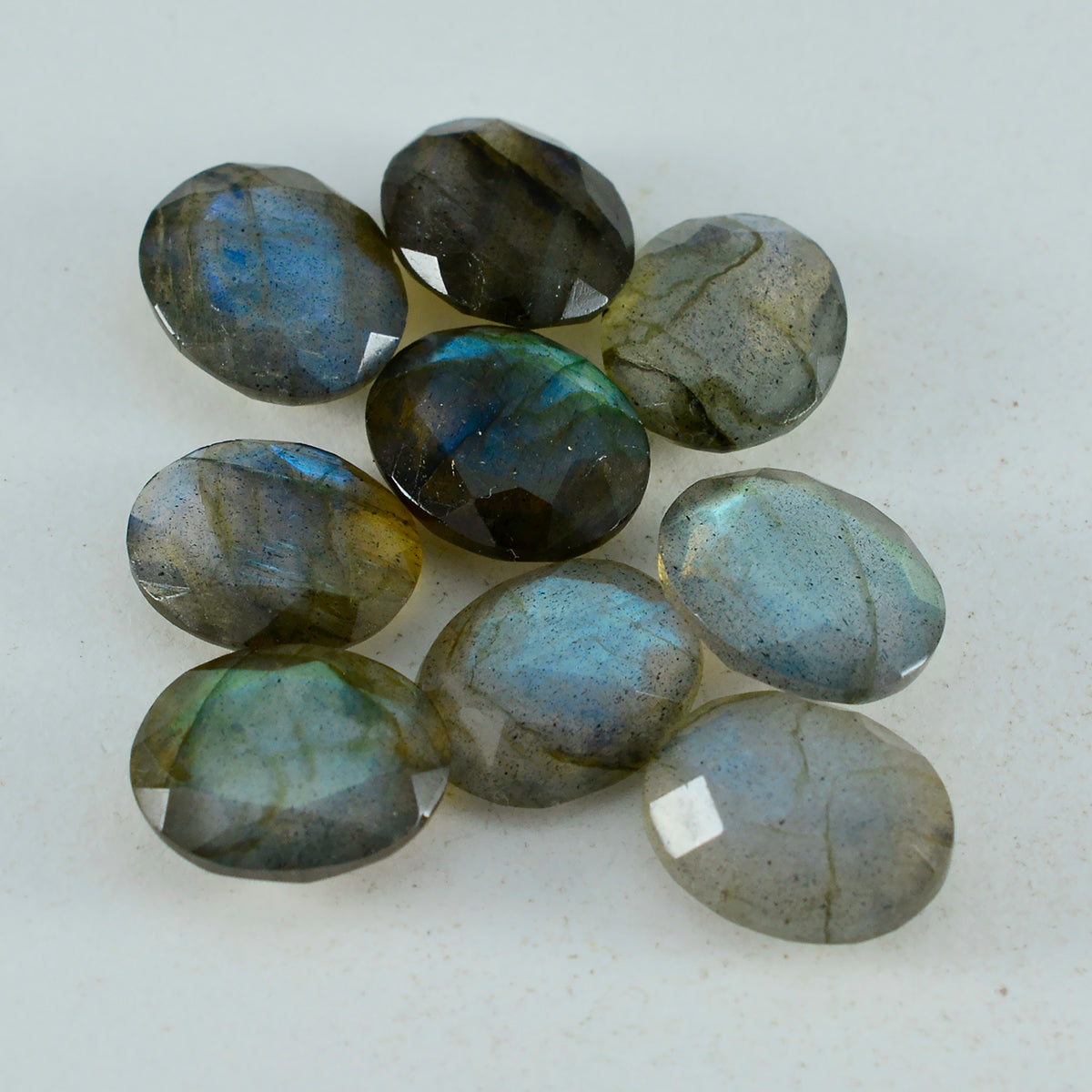 Labradorite 1PC Large 9x11 MM Oval Faceted Gray Pure Semi Precious Loose Gems