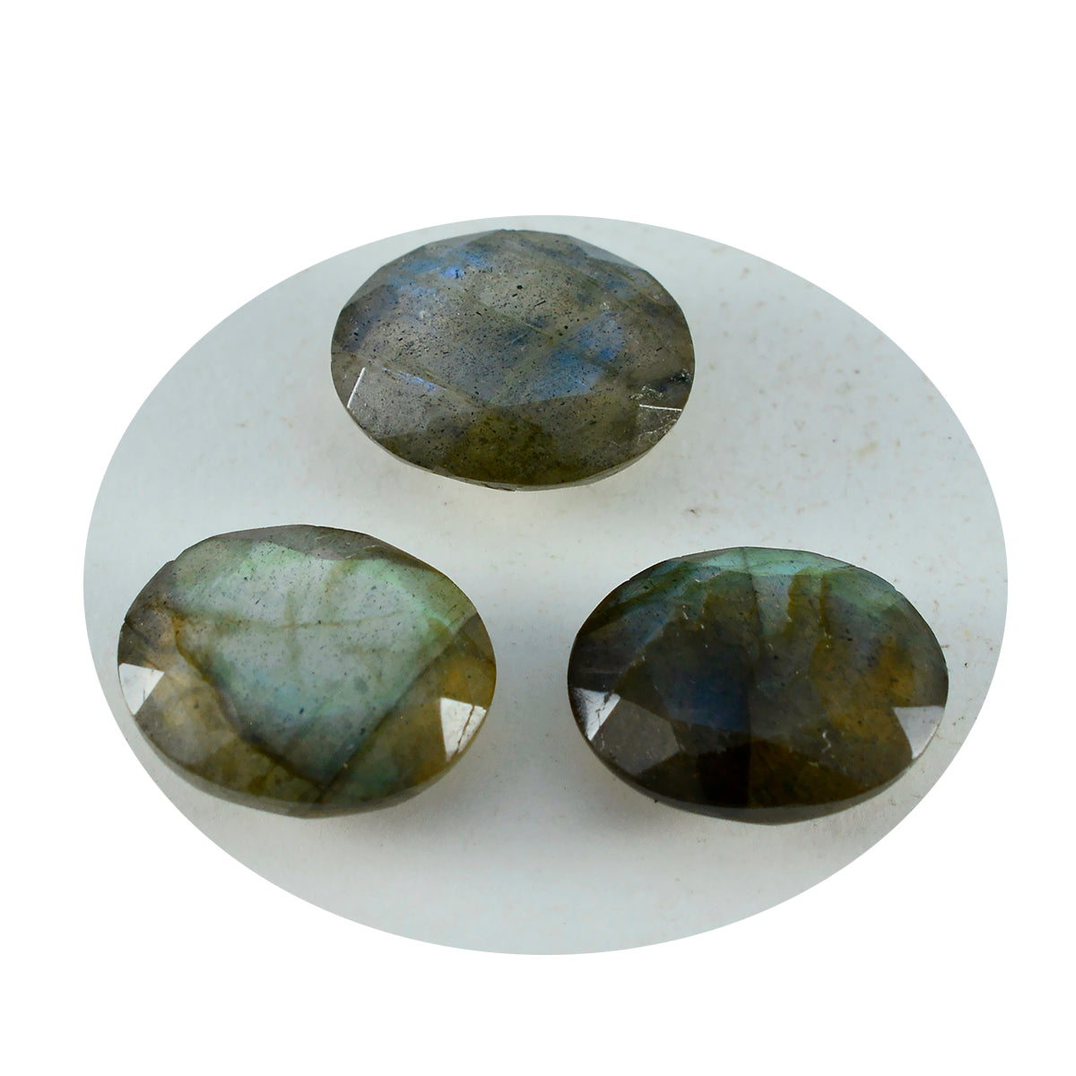 Labradorite 1PC Medium 8x10 MM Oval Faceted Gray Superior Semi Precious Gems