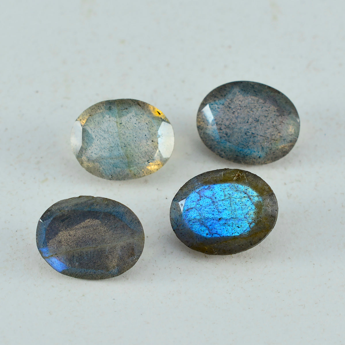 Labradorite 1PC Large 8x12 MM Oval Faceted Gray Fiery Semi Precious Loose Gemstone