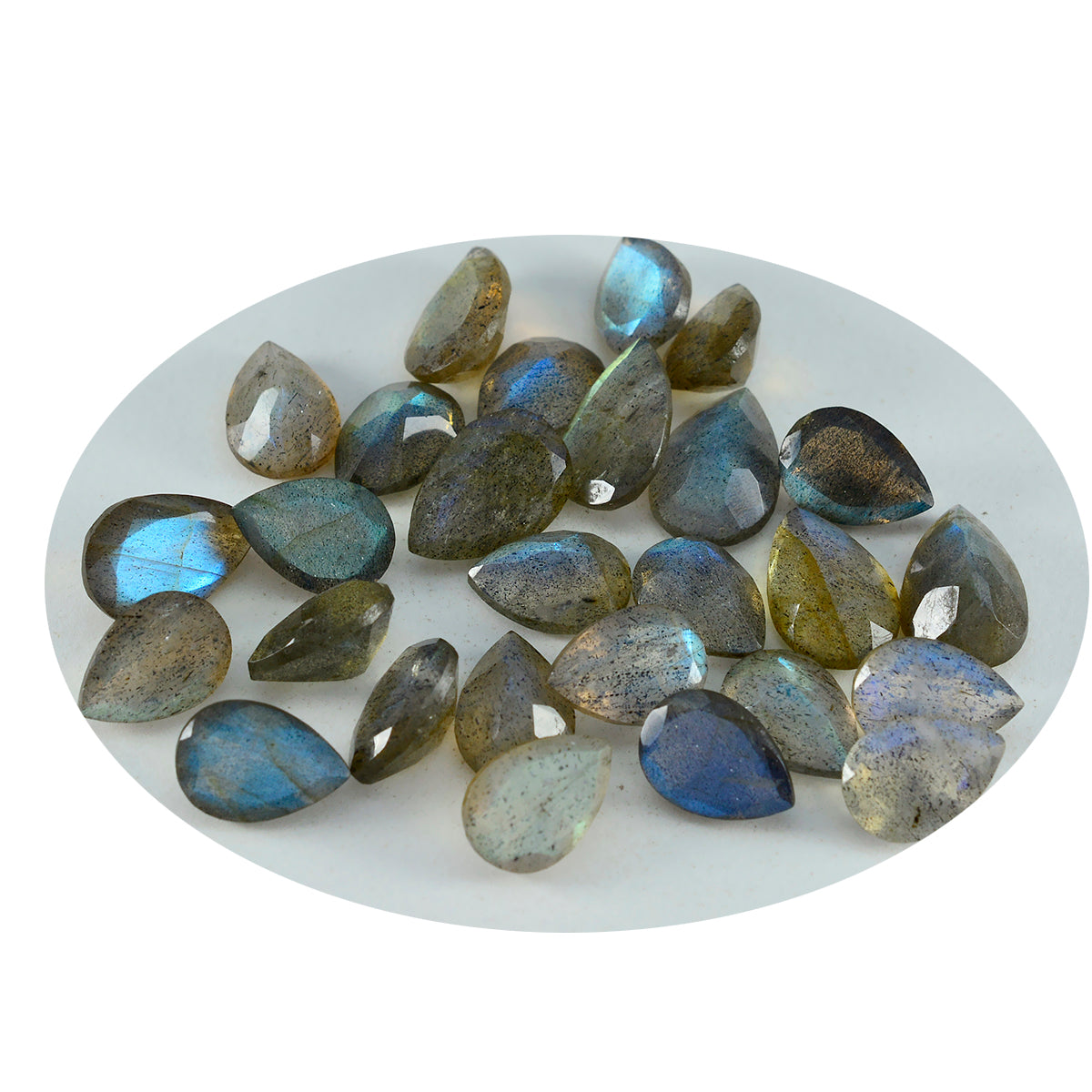 Labradorite 1PC Tiny 4x6 MM Pear Faceted Gray Sparkling Semi Precious Gems Huvudsaklig produktbild