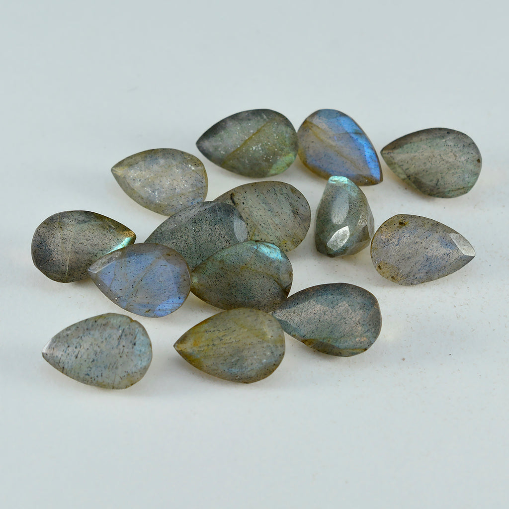 Labradorite 1PC Small 6x9 MM Pear Faceted Gray Luster Semi Precious Loose Gemstones