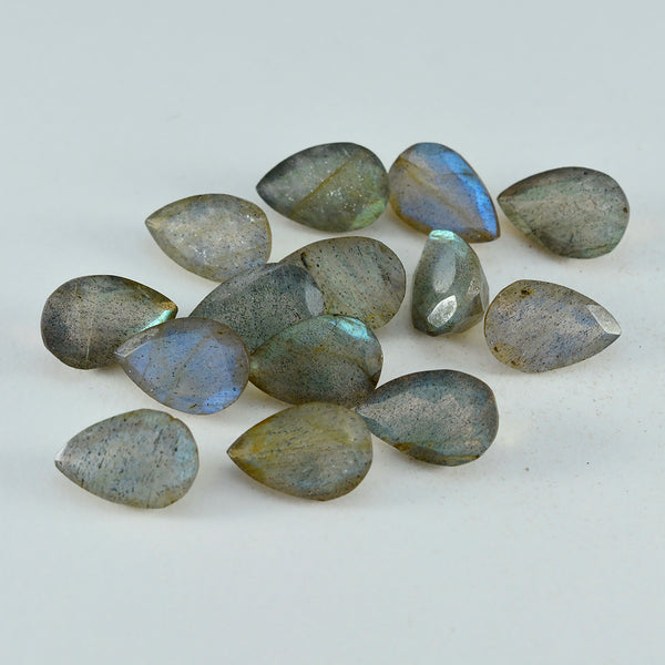Labradorite 1PC Medium 8x10 MM Pear Faceted Gray Fine Semi Precious Loose Gemstone