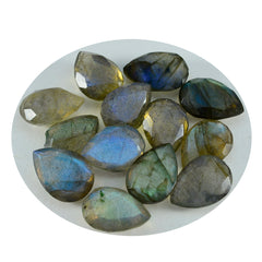 Labradorite 1PC Medium 7x10 MM Pear Faceted Gray Shine Semi Precious Loose Gems