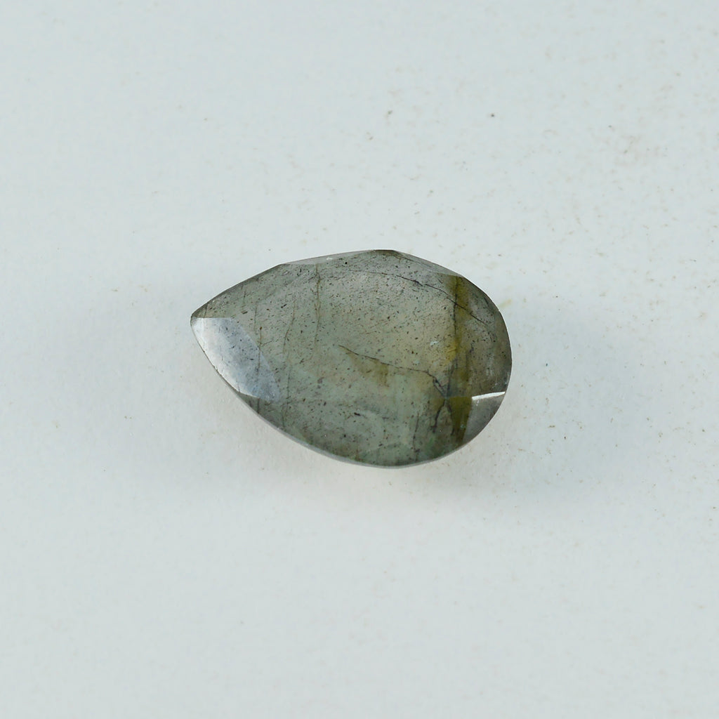 Labradorite 1PC Chunky 12x16 MM Pear Faceted Gray Pure Semi Precious Loose Gemstones
