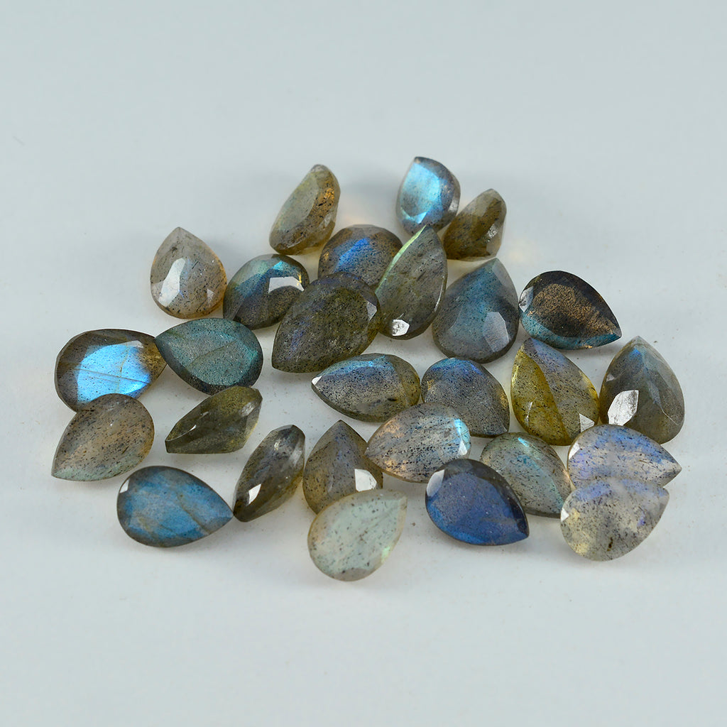 Labradorite 1PC Tiny 4x6 MM Pear Faceted Gray Sparkling Semi Precious Gems