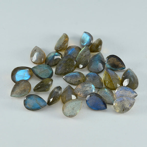 Labradorite 1PC Tiny 4x6 MM Pear Faceted Gray Sparkling Semi Precious Gems