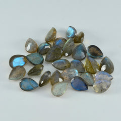 Labradorite 10PC Tiny 3x5 MM Pear Faceted Gray Brilliant Semi Precious Loose Gemstones