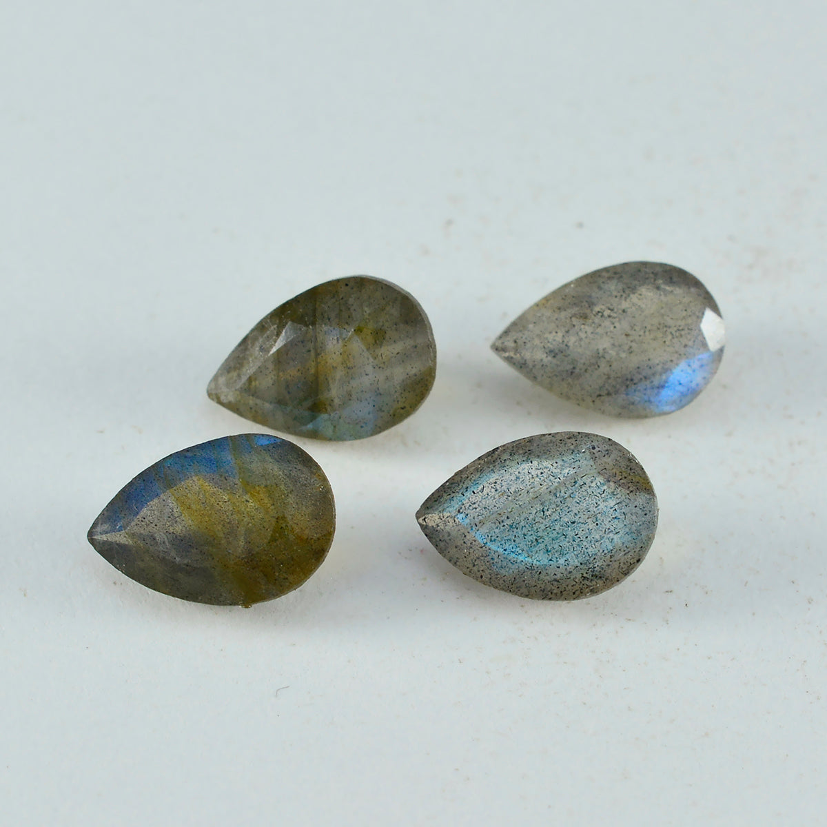 Labradorite 1PC Small 6x8 MM Pear Faceted Gray Splendid Semi Precious Loose Gemstone