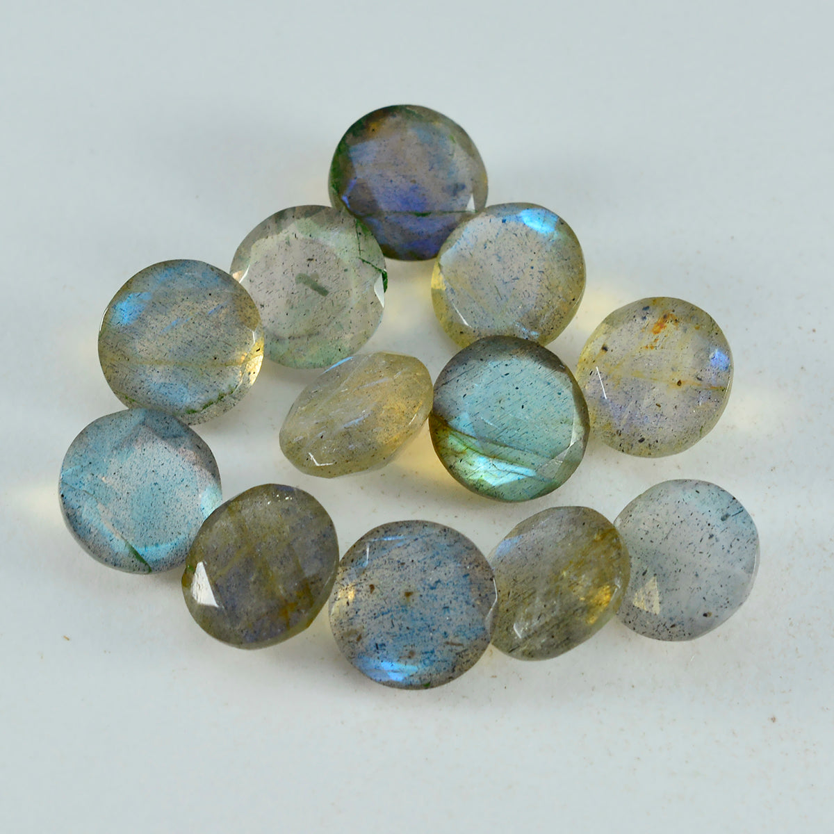 Labradorite 1PC Chunky 15x15 MM Round Faceted Gray Superior Semi Precious Loose Gemstone Imagen principal del producto