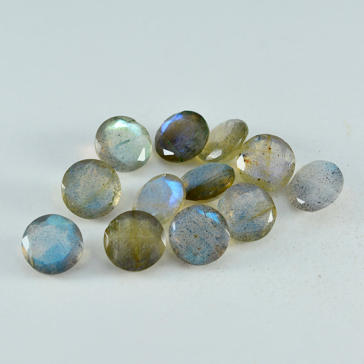 Labradorite 1PC Large 12x12 MM Round Faceted Gray High Quality Semi Precious Loose Gemstones メイン画像