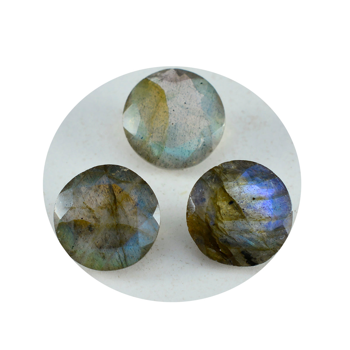 Labradorite 1PC Chunky 13x13 MM Round Faceted Gray Natural Semi Precious Gems