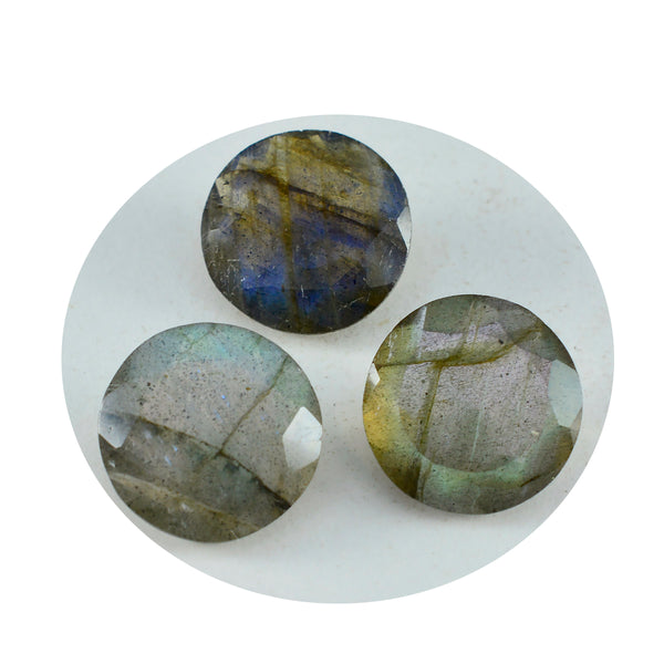 Labradorite 1PC Chunky 14x14 MM Round Faceted Gray Genuine Semi Precious Loose Gems