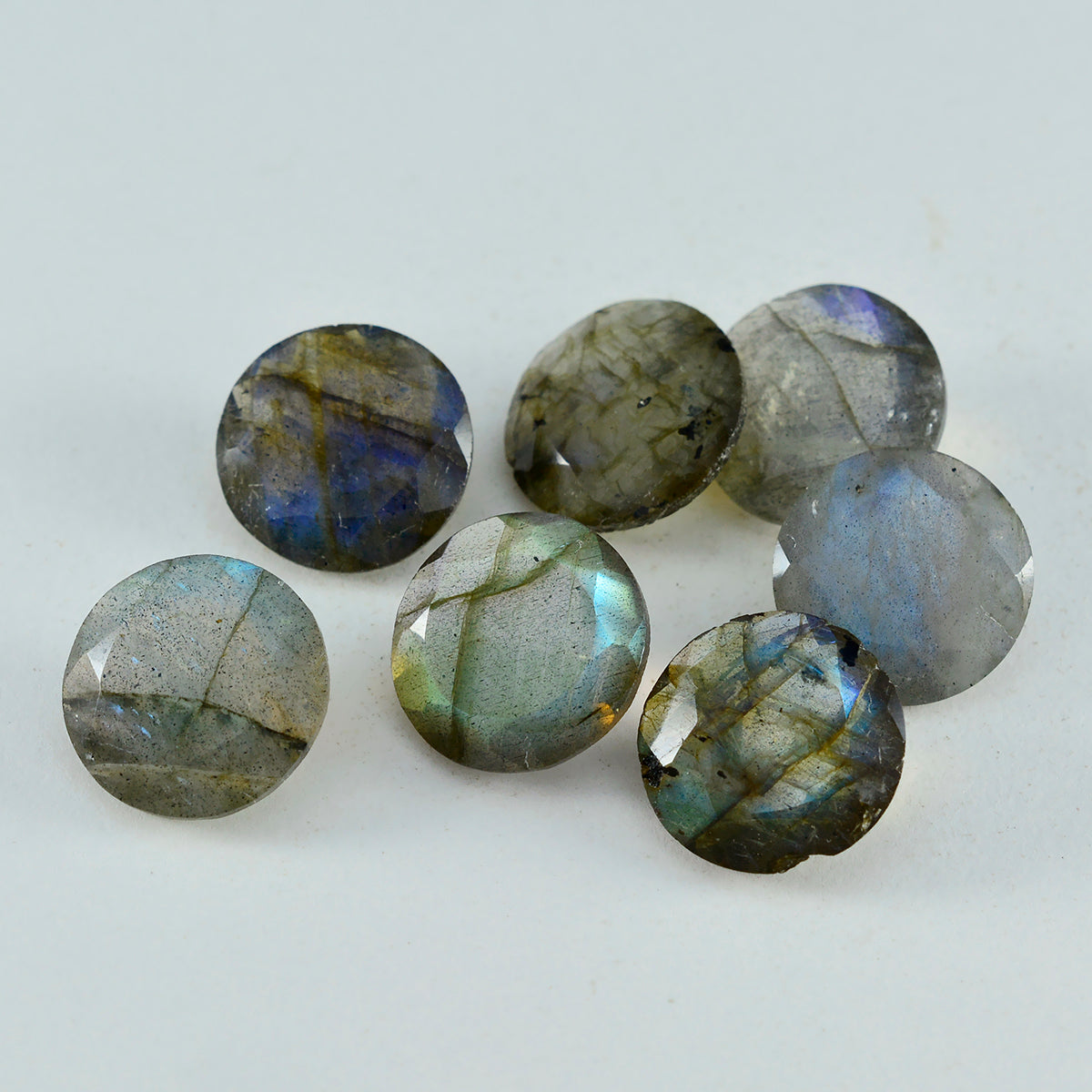 Labradorite 1PC Chunky 14x14 MM Round Faceted Gray Genuine Semi Precious Loose Gems