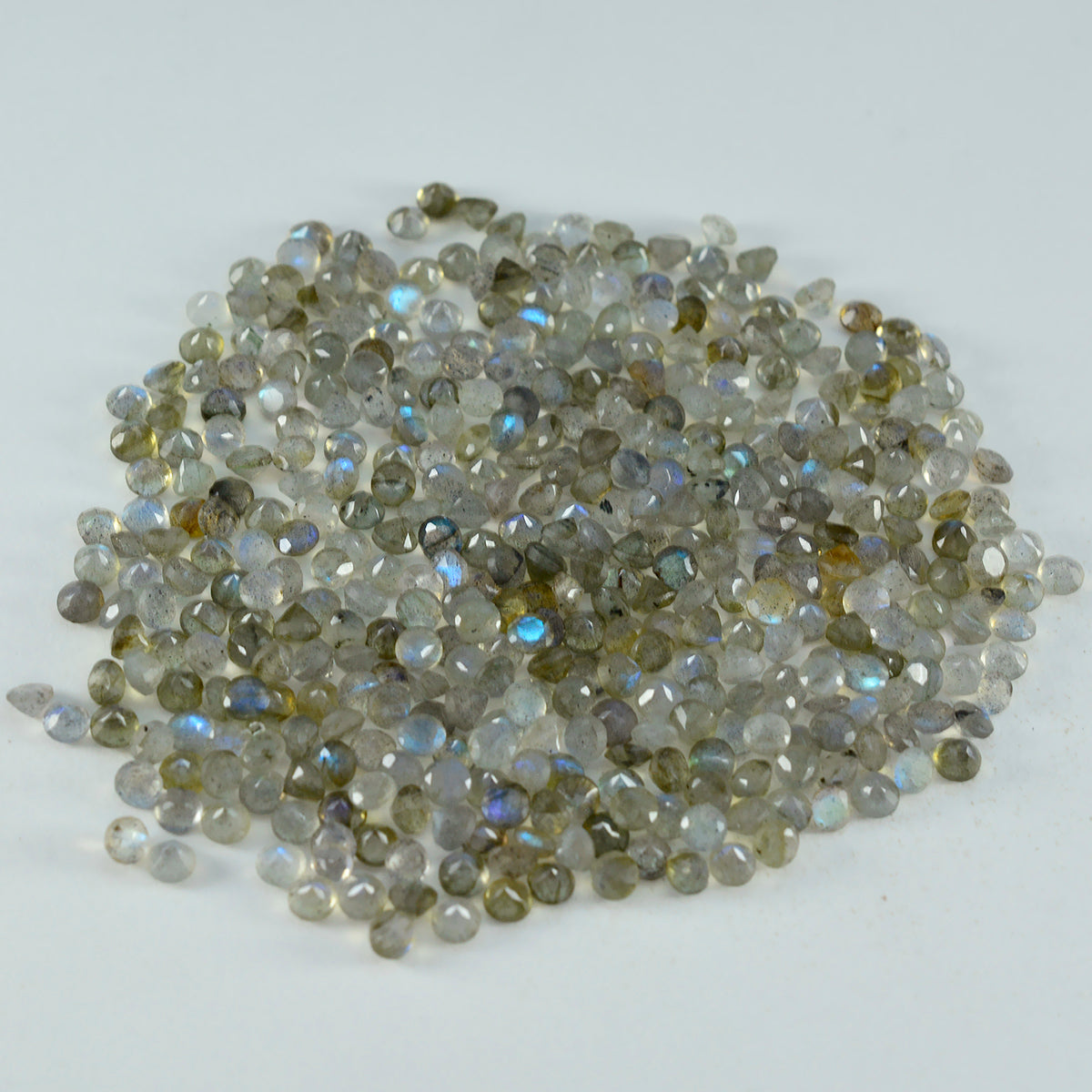 Labradorite 1PC Small 7x7 MM Round Faceted Gray Splendid Semi Precious Loose Gemstone Sekundär produktbild