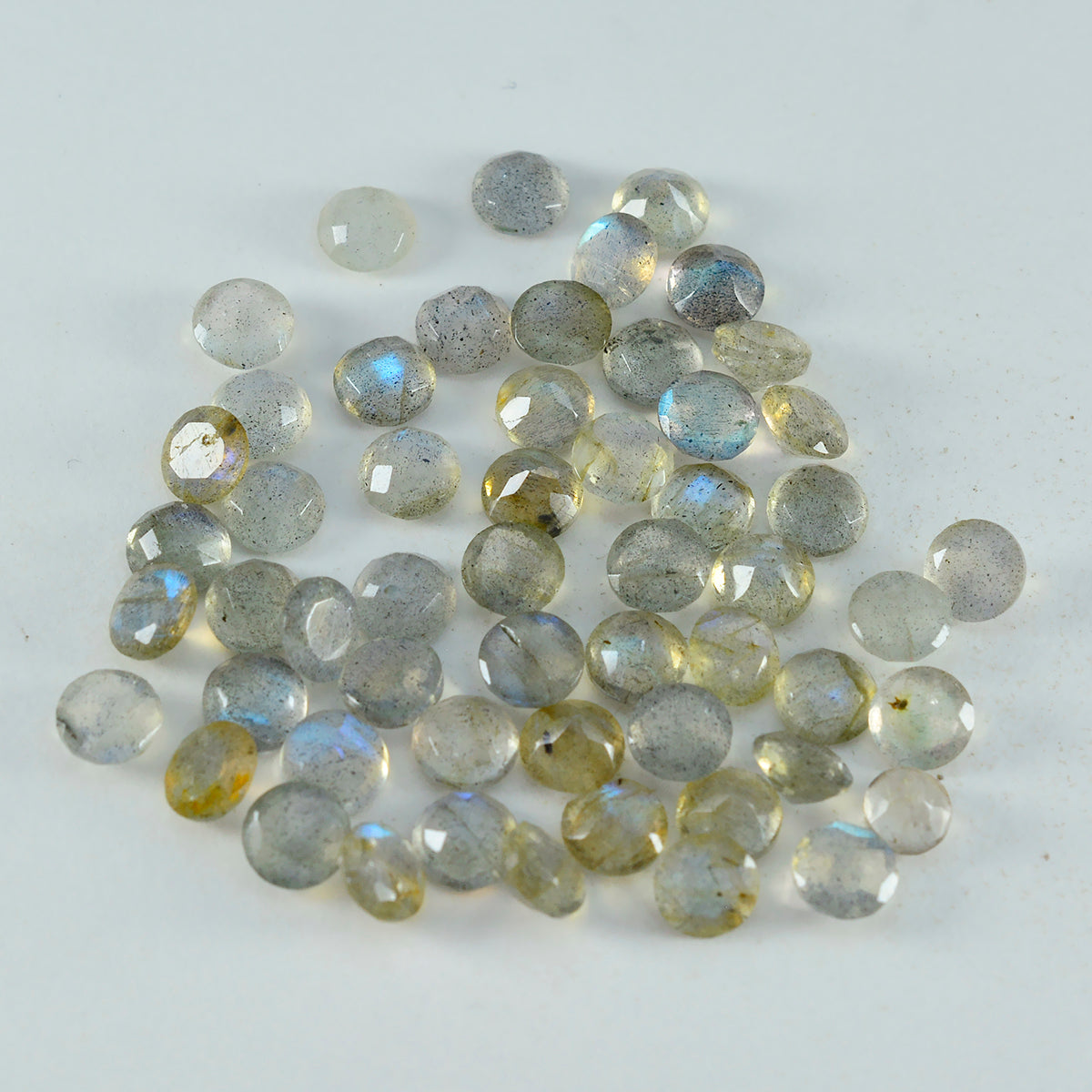 Labradorite 1PC Small 7x7 MM Round Faceted Gray Splendid Semi Precious Loose Gemstone