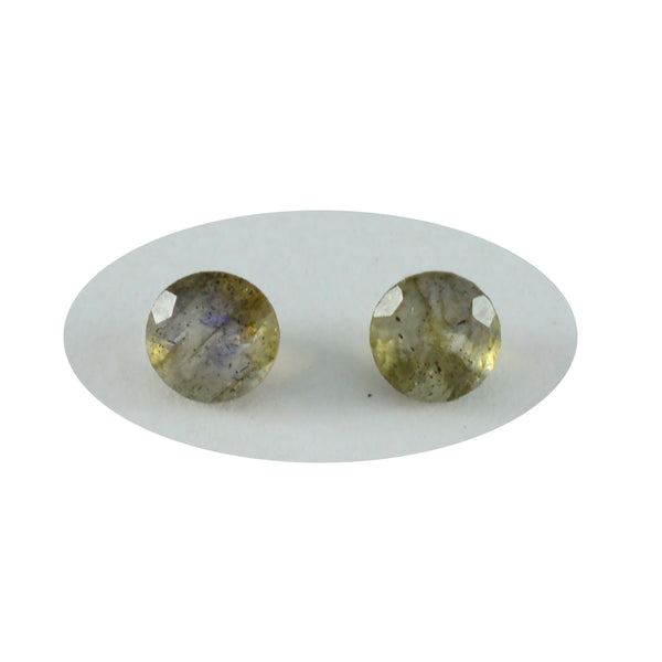 Labradorite 1PC Medium 9x9 MM Round Faceted Gray Lustrous Semi Precious Gems
