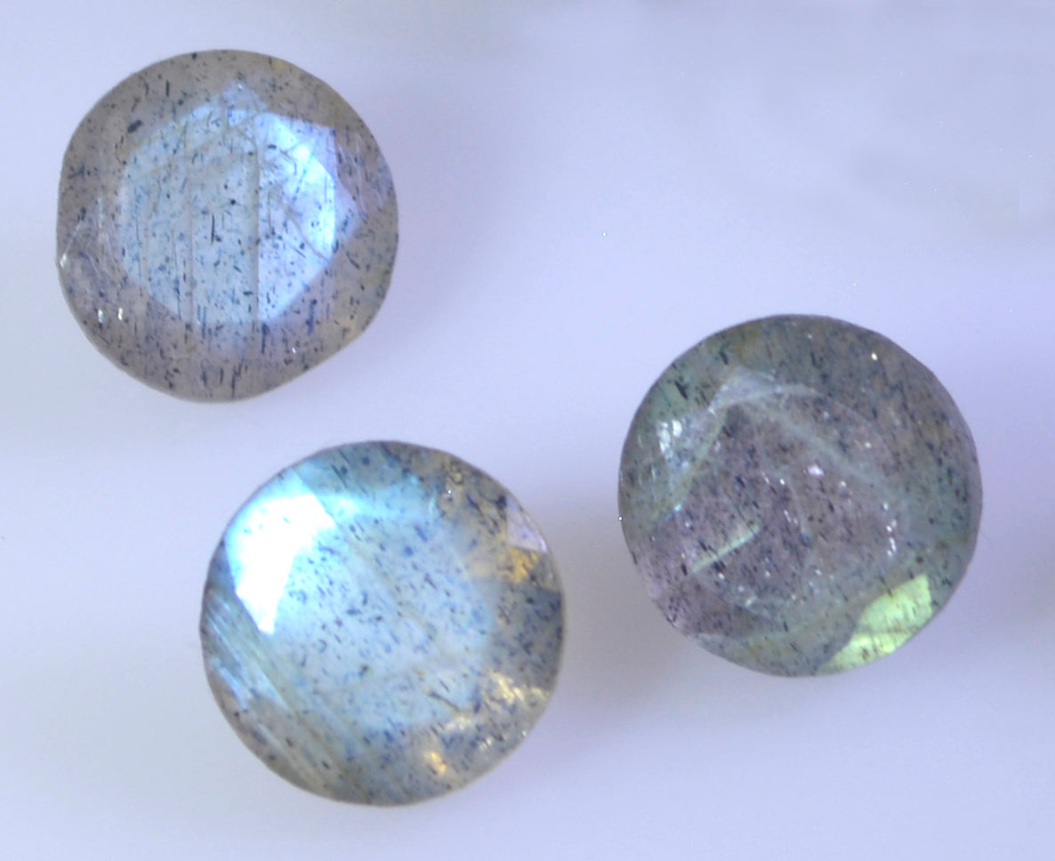 Labradorite 1PC Chunky 16x16 MM Round Faceted Gray Pure Semi Precious Loose Gemstones