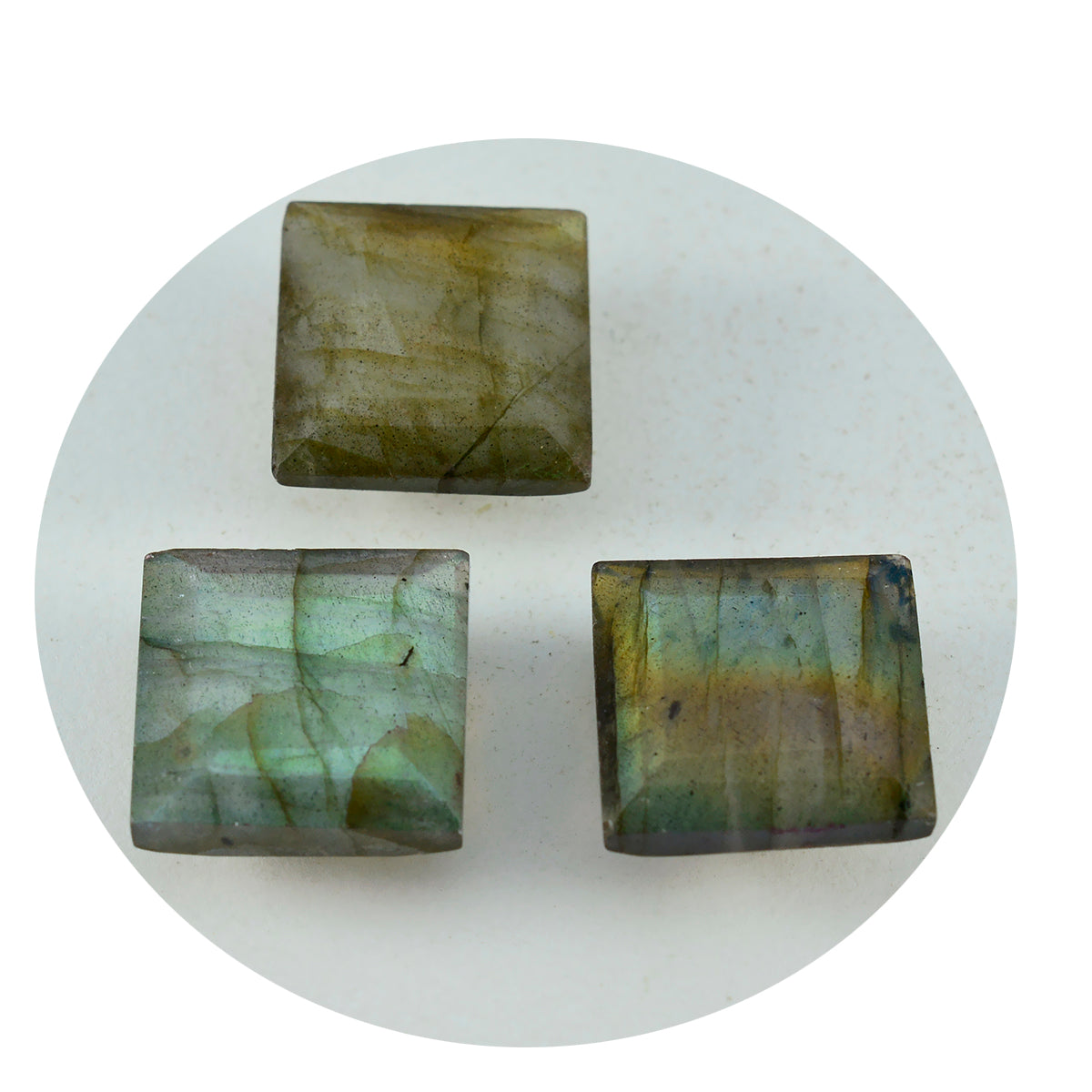 Labradorite 1PC Large 10x10 MM Square Faceted Gray Shine Semi Precious Loose Gems メイン画像