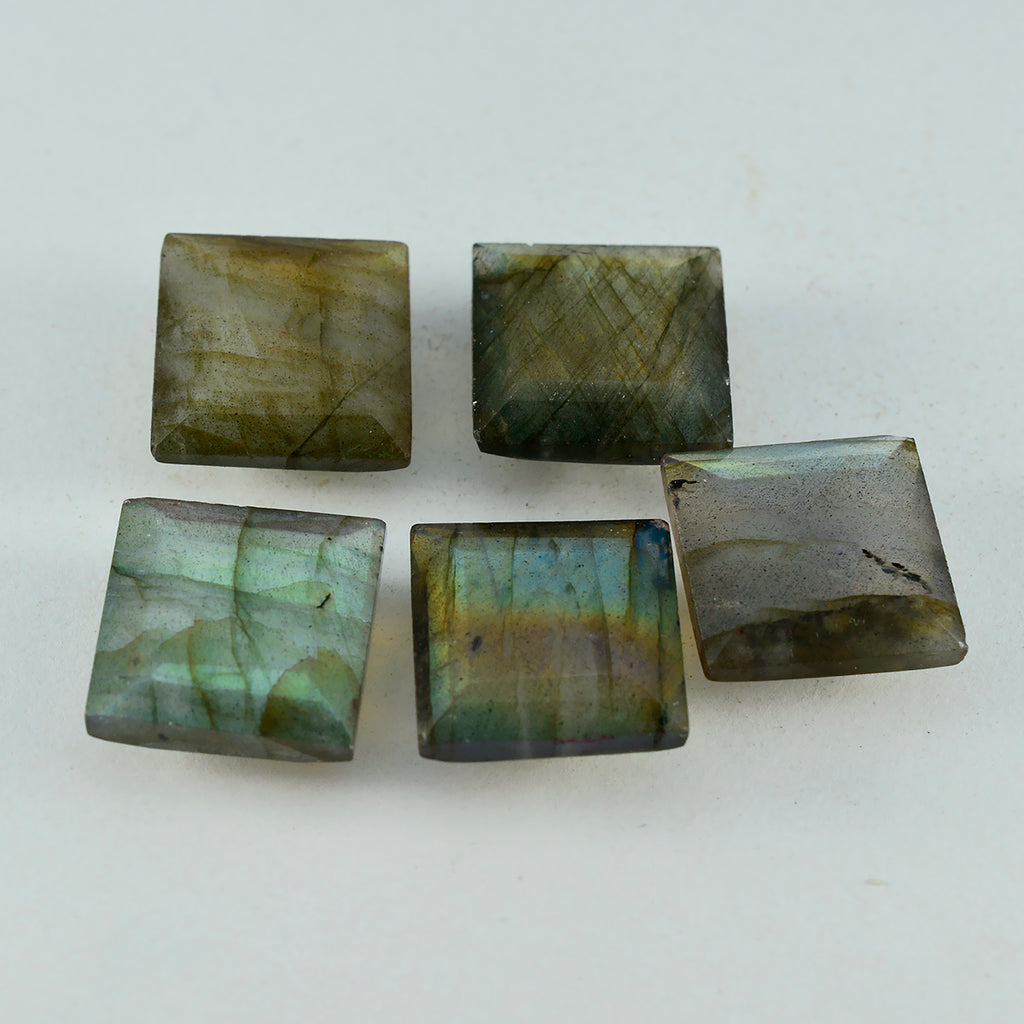Labradorite 10PC Tiny 3x3 MM Square Faceted Gray Fiery Semi Precious Loose Gemstone