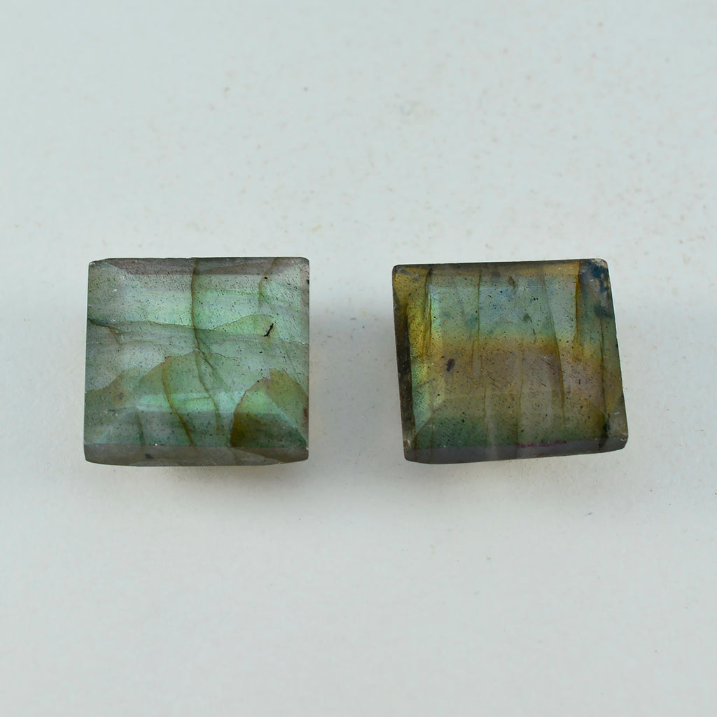 Labradorite 1PC Chunky 16x16 MM Square Faceted Gray Pure Semi Precious Loose Gemstones