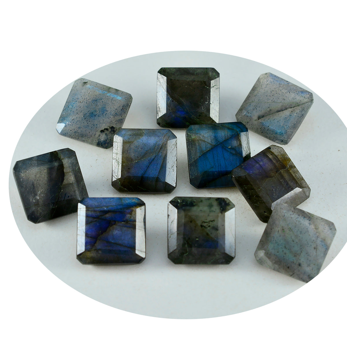 Labradorite 1PC Medium 9x9 MM Square Faceted Gray Lustrous Semi Precious Gems Sekundär produktbild