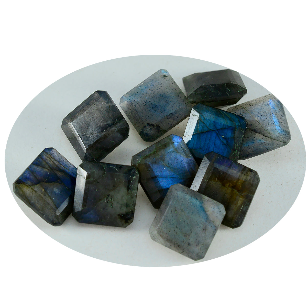 Labradorite 1PC Tiny 6x6 MM Square Faceted Gray Polished Semi Precious Loose Gems