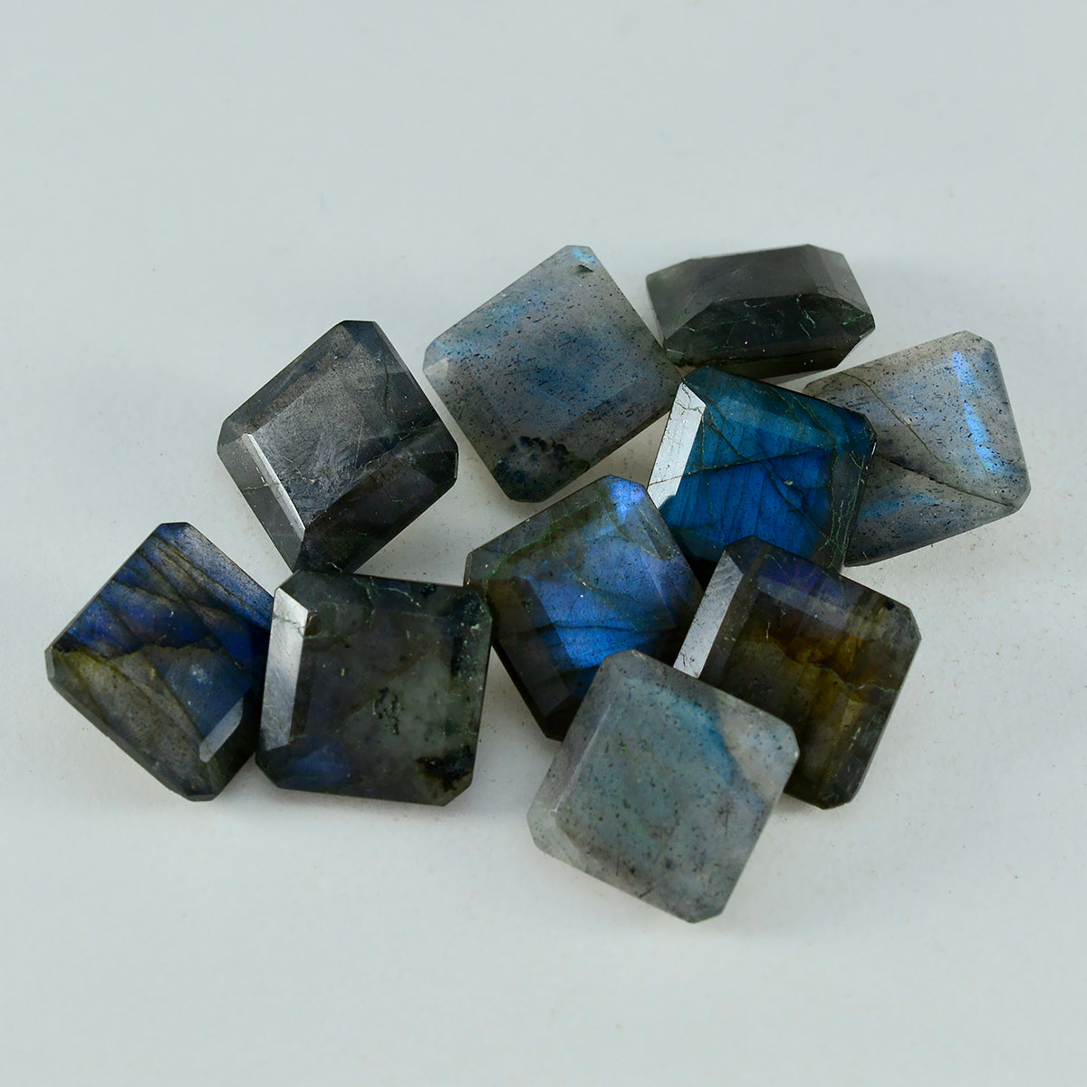 Labradorite 1PC Medium 9x9 MM Square Faceted Gray Lustrous Semi Precious Gems