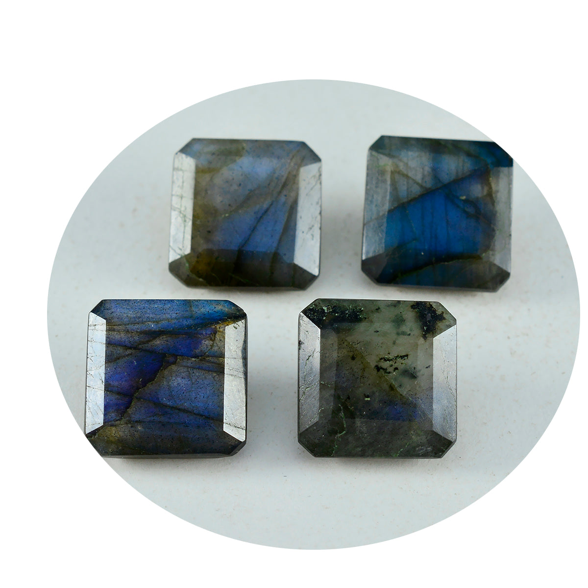 Labradorite 1PC Small 8x8 MM Square Faceted Gray Luster Semi Precious Loose Gemstones メイン画像