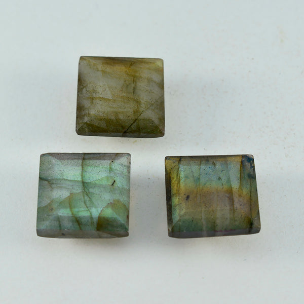 Labradorite 10PC Tiny 4x4 MM Square Faceted Gray Brilliant Semi Precious Loose Gemstones