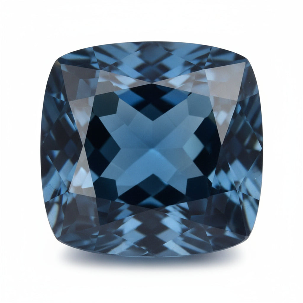 London Blue topaz 1PC Large 12x12 MM Cushion Faceted Blue High-Quality Semi Precious Loose Gemstones