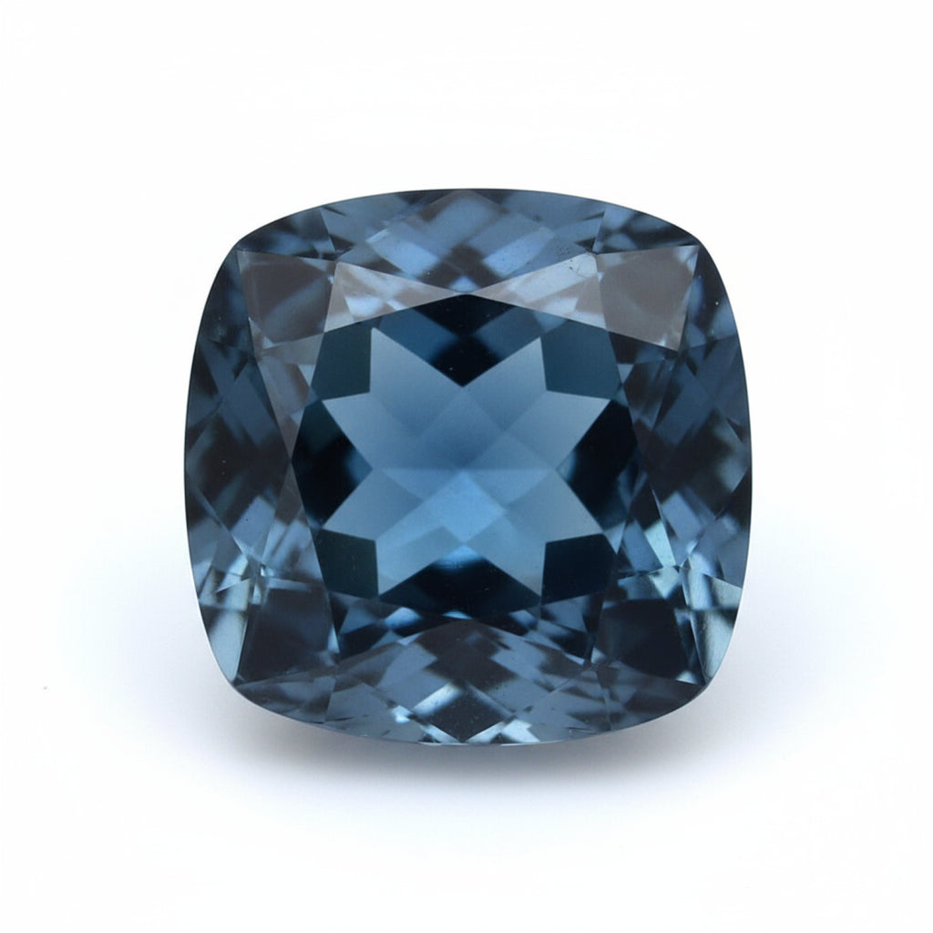 London Blue topaz 1PC Chunky 13x13 MM Cushion Faceted Blue Natural Semi Precious Gems