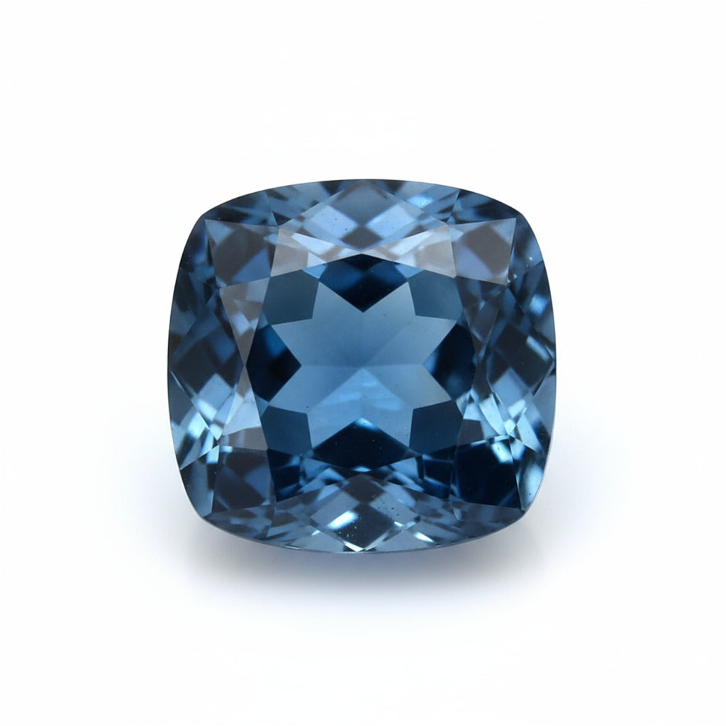 London Blue topaz 1PC Chunky 14x14 MM Cushion Faceted Blue Genuine Semi Precious Loose Gems
