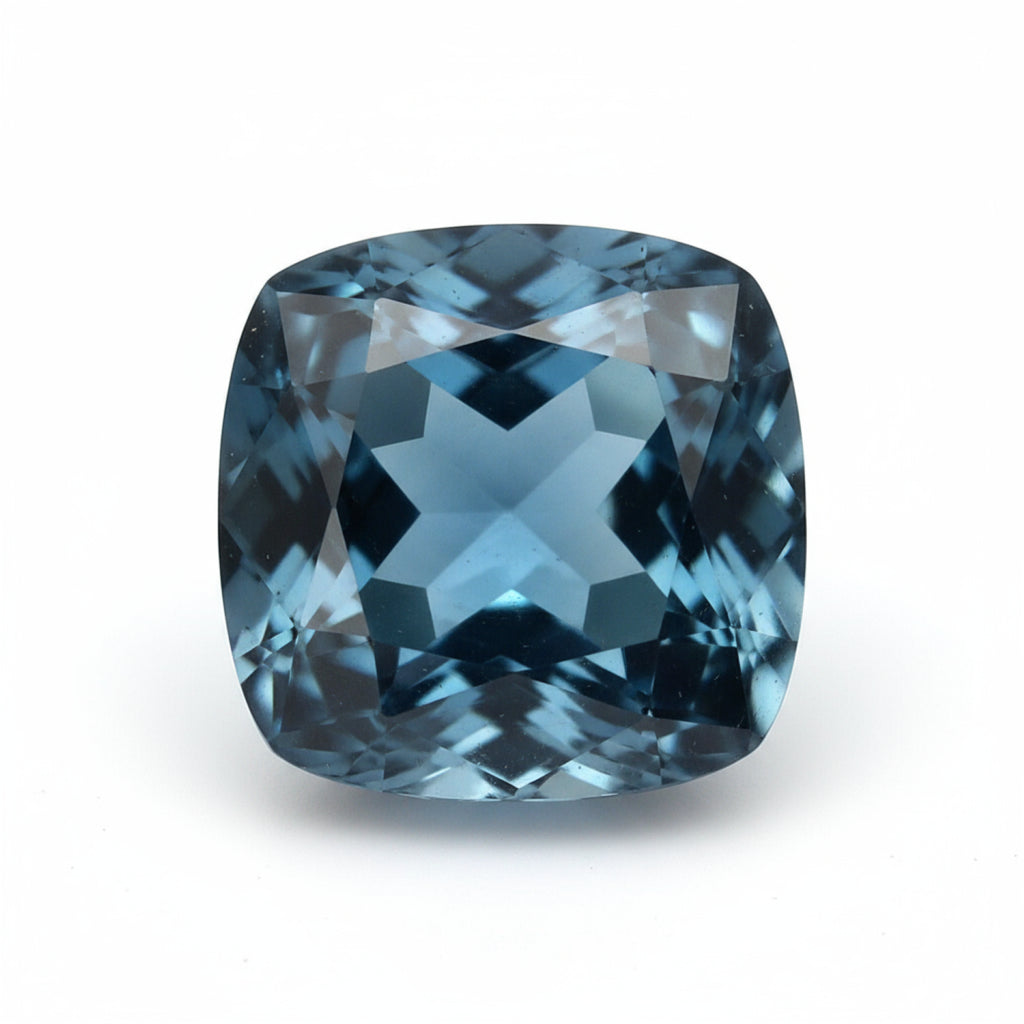 London Blue topaz 1PC Chunky 16x16 MM Cushion Faceted Blue Pure Semi Precious Loose Gemstones