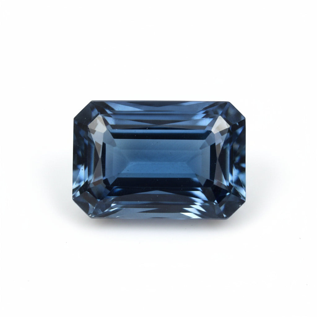 London Blue topaz 1PC Large 9x11 MM Emerald Faceted Blue Shine Semi Precious Loose Gemstones
