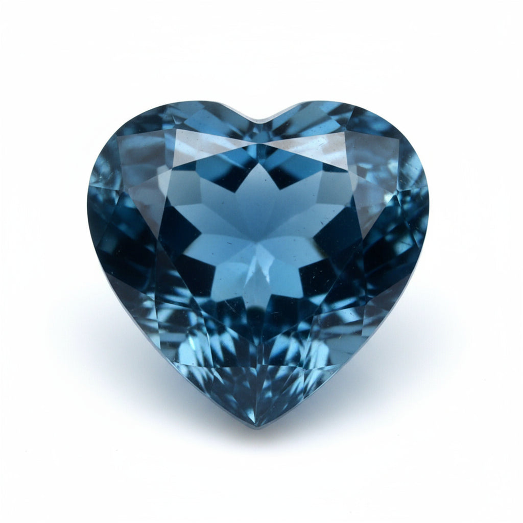 London Blue topaz 1PC Large 10x10 MM Heart Faceted Blue Shine Semi Precious Loose Gems