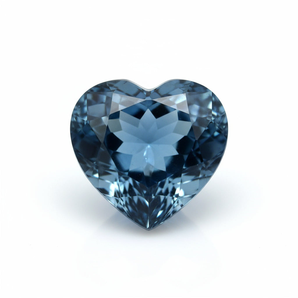 London Blue topaz 1PC Large 11x11 MM Heart Faceted Blue Fine Semi Precious Loose Gemstone