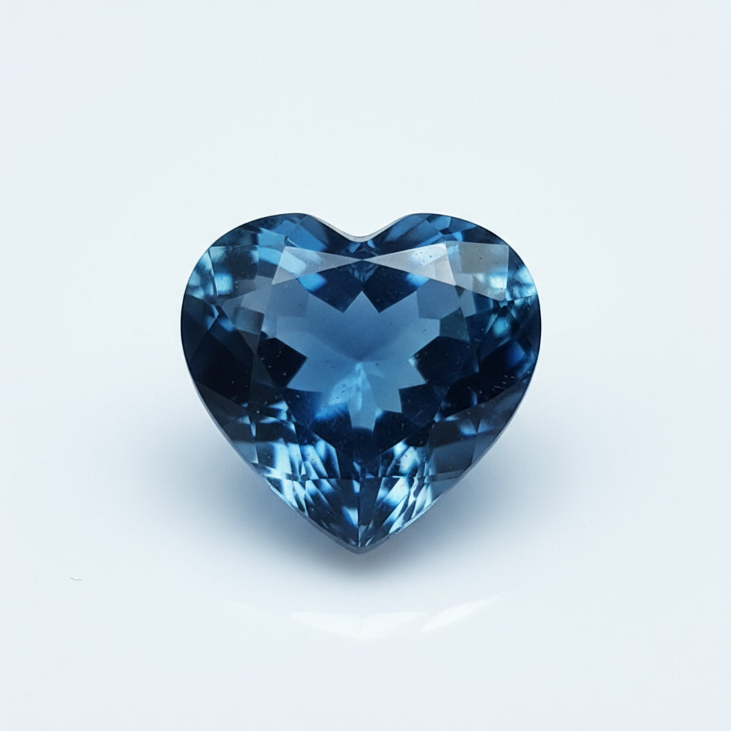 London Blue topaz 1PC Chunky 13x13 MM Heart Faceted Blue Natural Semi Precious Gems